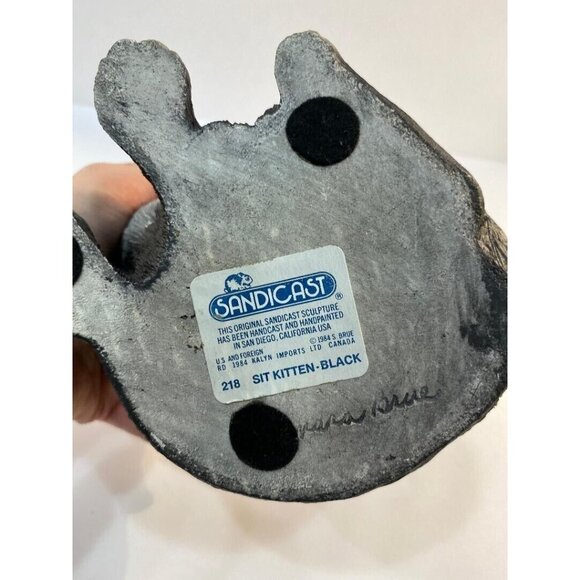 Vintage 1984 Sandicast Black Cat Figurine, #218 Sit Kitten, Signed Sandra Brue - Picture 7 of 7